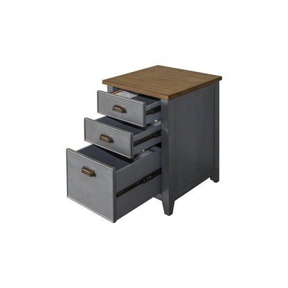 Three Drawer Wood File Cabinet, 1 Letter-Size File, 2 Utility, Blue