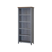 Farmhouse Open Wood Bookcase, 3 Adjustable Shelves, 1 Fixed Shelf, Blue