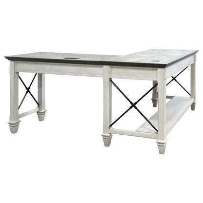 Wood Open L-Desk and Return, 4 Drawers, Power Center, White