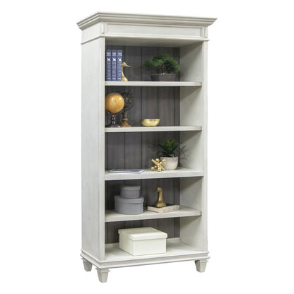 White Wooden Bookshelf – 4 Shelf Bookcase for Living Room or Office Use