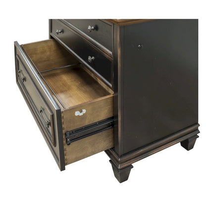 Brown Wood File Cabinet with Lock, 3-Drawer Lateral Filing Cabinet