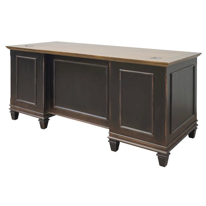 Wood Double Pedestal Desk, 7 Drawers, Locking File, Black