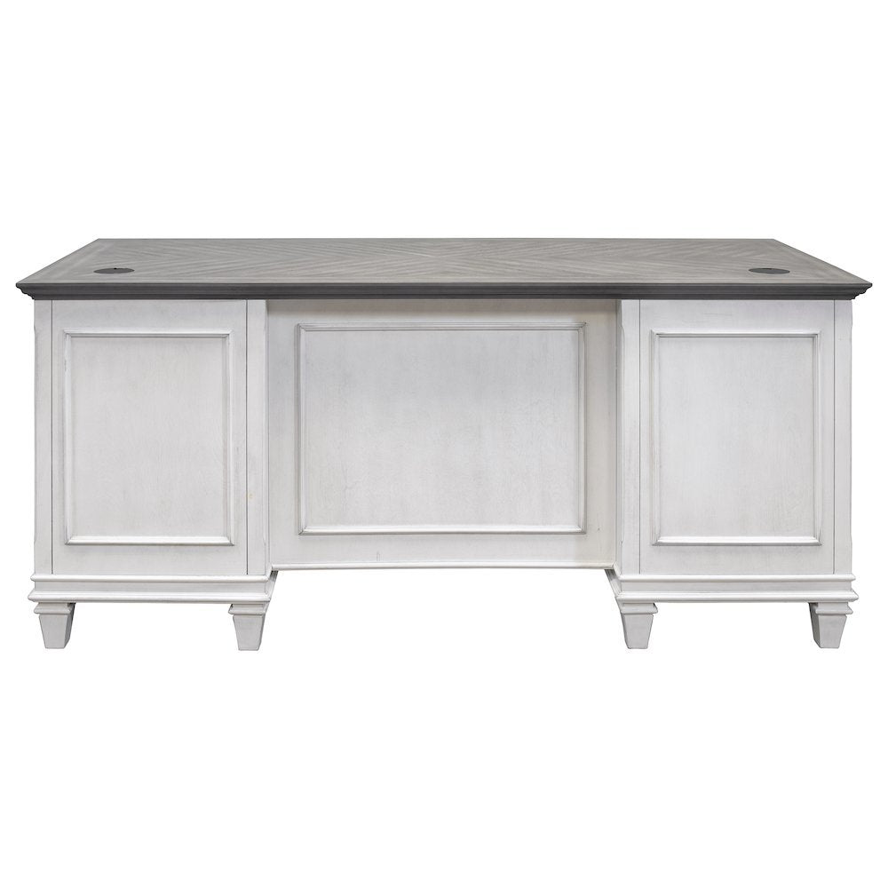 White Wooden Executive Office Desk with Drawers for Home Workspaces