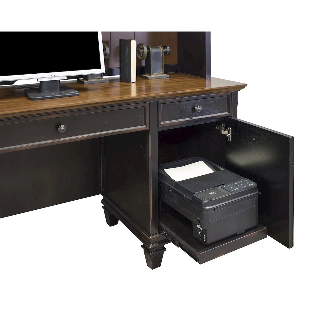 Elegant Office Desk With Drawers, Executive Writing Desk in Black Finish