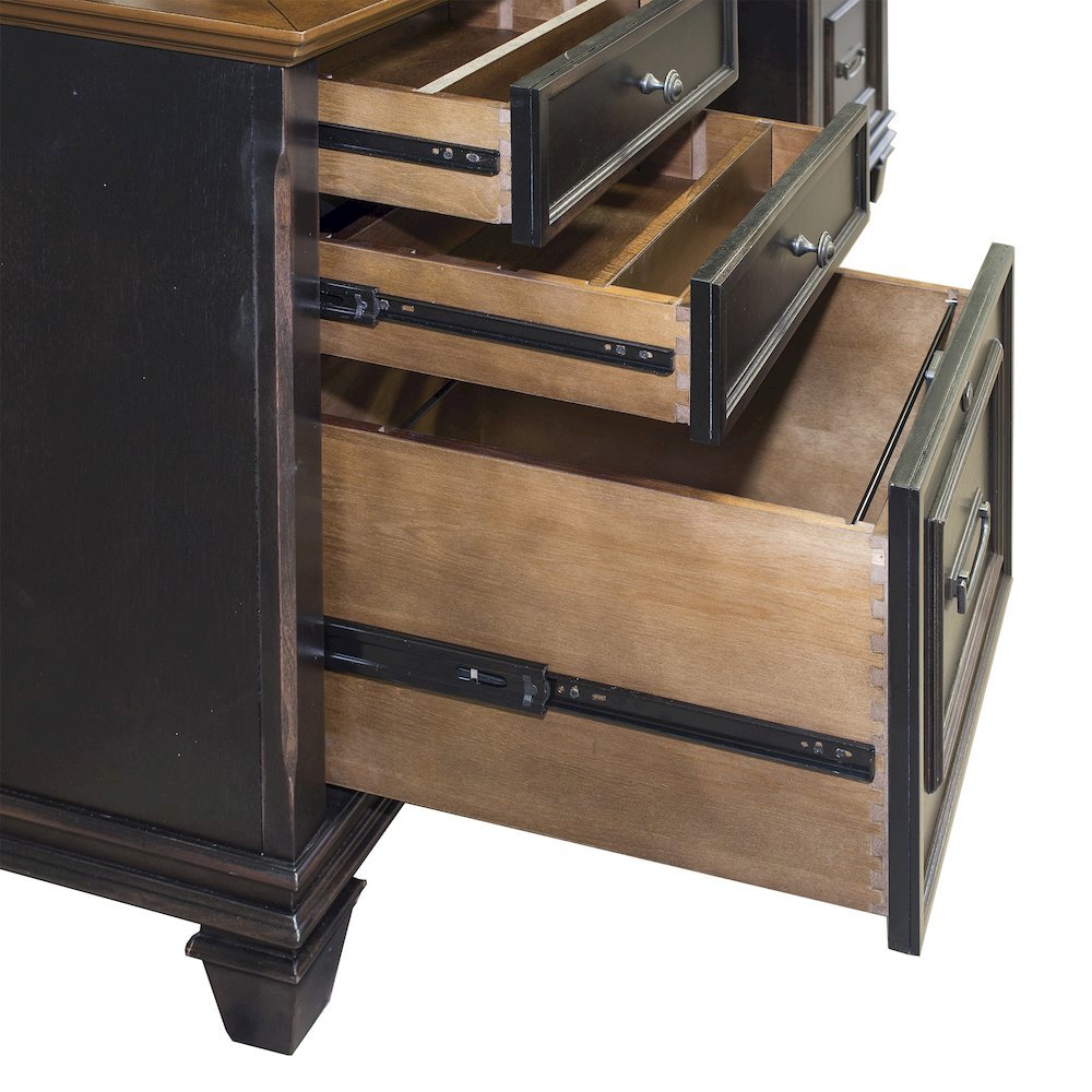 Elegant Office Desk With Drawers, Executive Writing Desk in Black Finish
