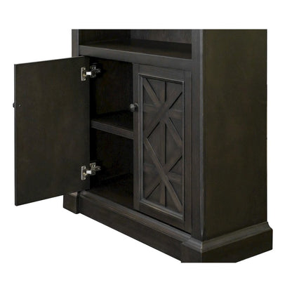 Wood Bookcase With Doors, Fully Assembled, 3 Adjustable Shelves, Brown Finish