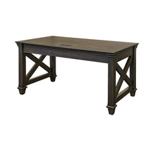 Traditional Wood Writing Desk, 3 Drawers, Power Center, Dark Brown