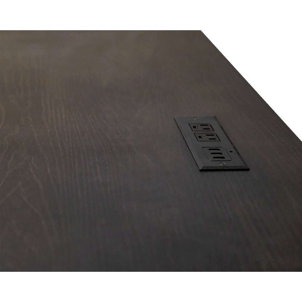 Traditional Wood Writing Desk, 3 Drawers, Power Center, Dark Brown