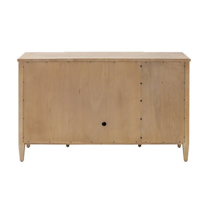Wood Console Cabinet, 4 Doors, Pull-Out Shelf, Fully Assembled, Brown