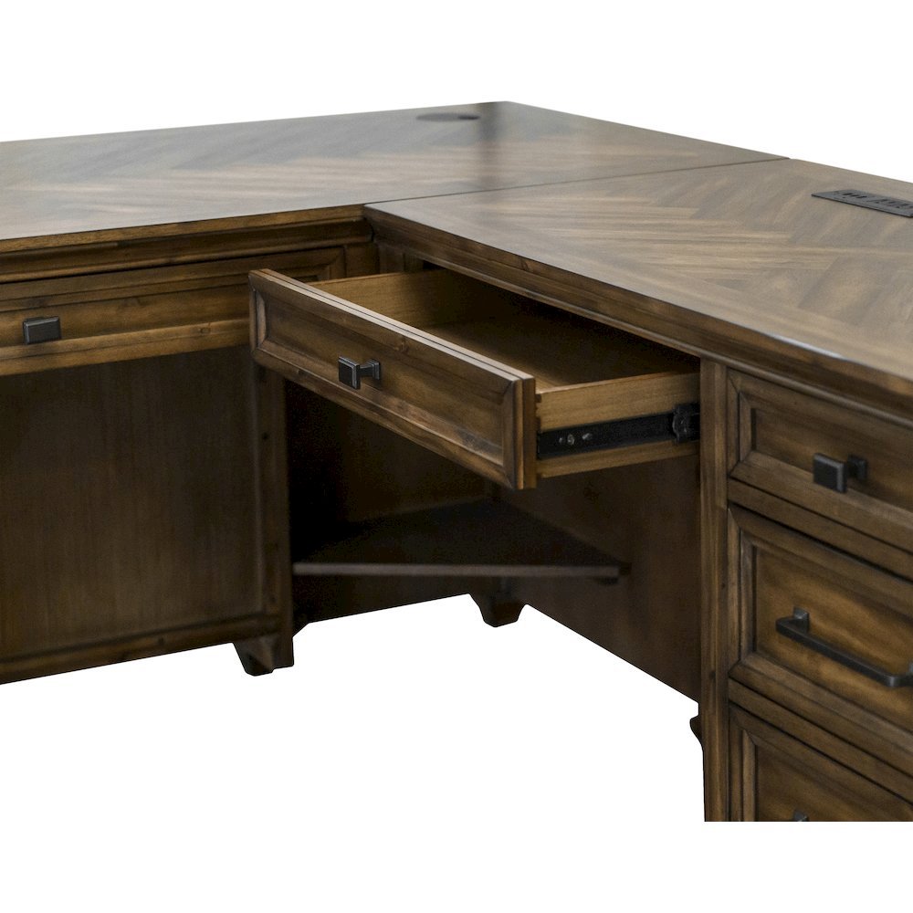 L Shape Desk with Drawers, Large Corner Desk with Storage for Office Use