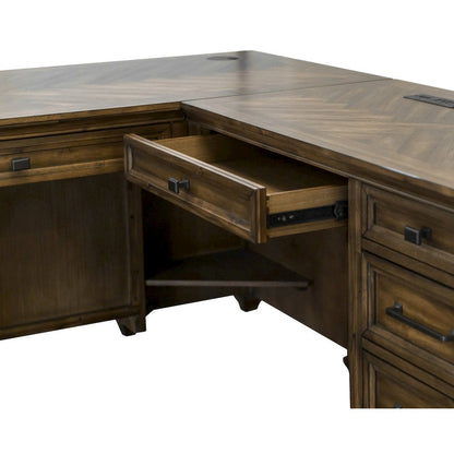L Shape Desk with Drawers, Large Corner Desk with Storage for Office Use