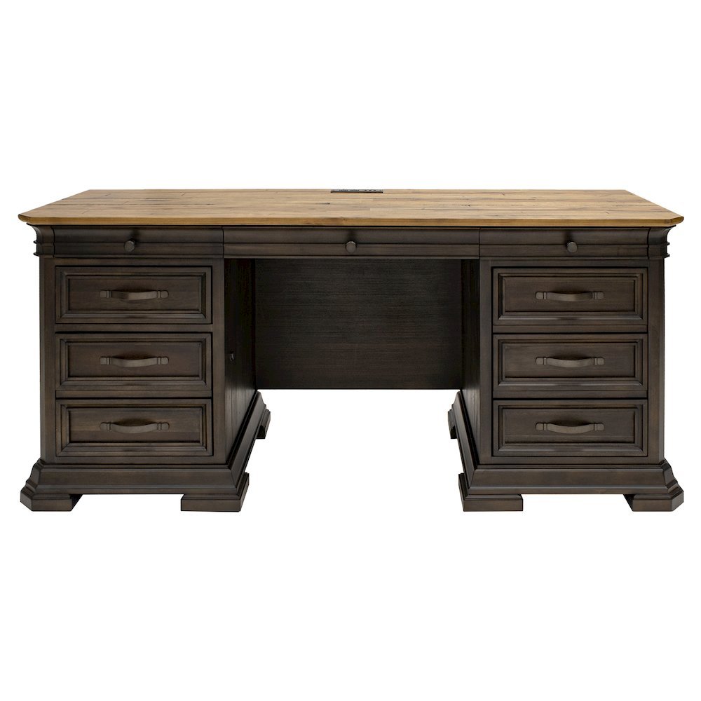 Brown Executive Desk With Drawers – Wooden Office Desk With File Storage