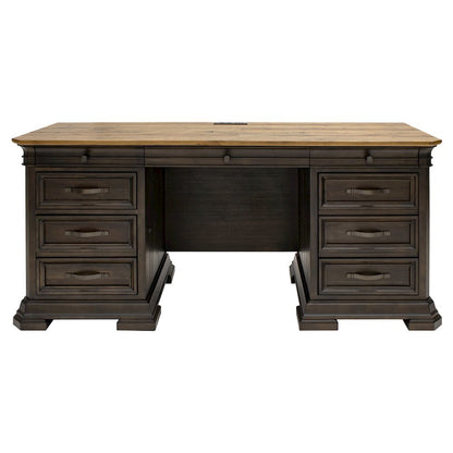 Brown Executive Desk With Drawers – Wooden Office Desk With File Storage