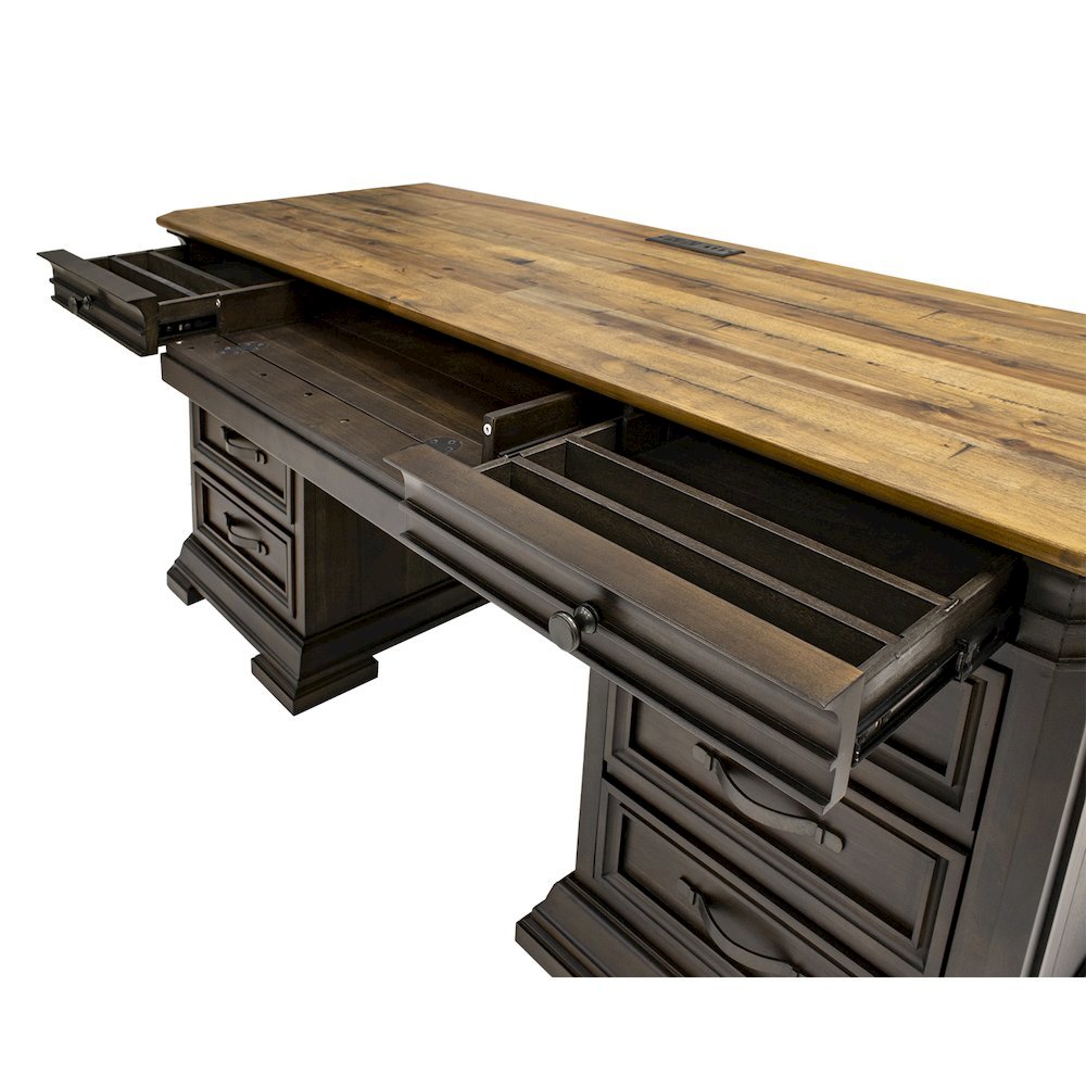 Brown Executive Desk With Drawers – Wooden Office Desk With File Storage