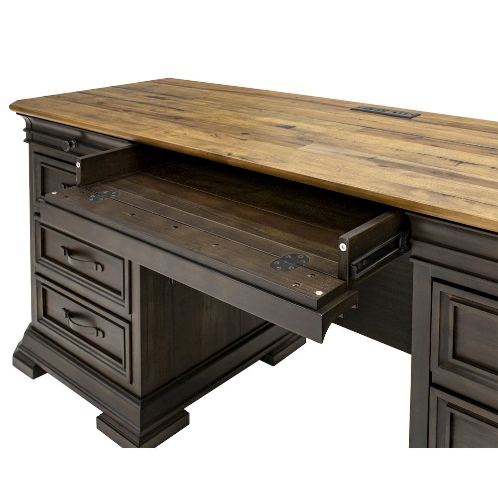 Brown Executive Desk With Drawers – Wooden Office Desk With File Storage