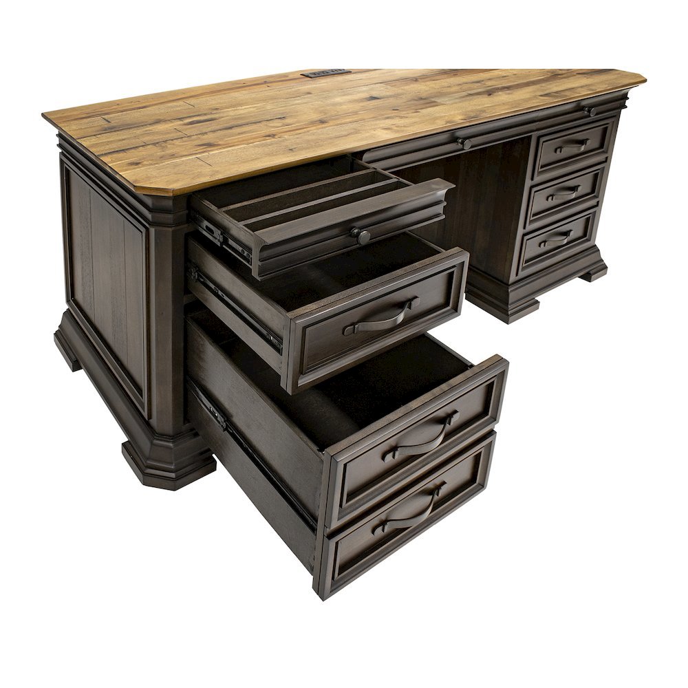 Brown Executive Desk With Drawers – Wooden Office Desk With File Storage