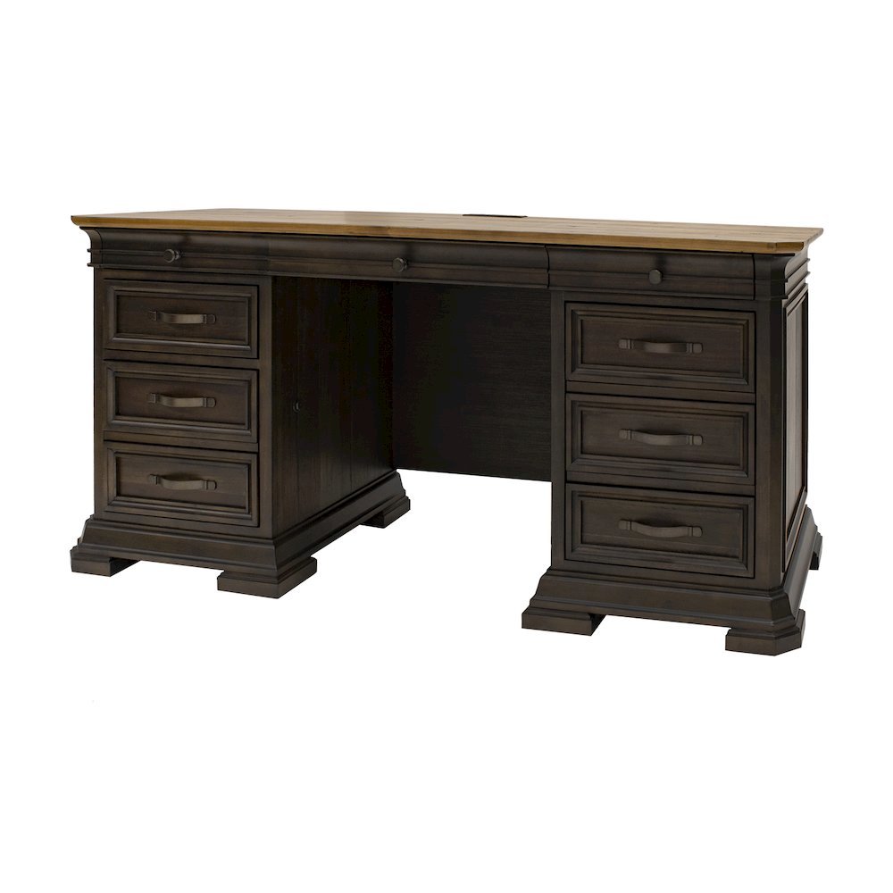 Brown Executive Desk With Drawers – Wooden Office Desk With File Storage