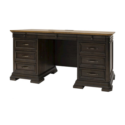 Brown Executive Desk With Drawers – Wooden Office Desk With File Storage