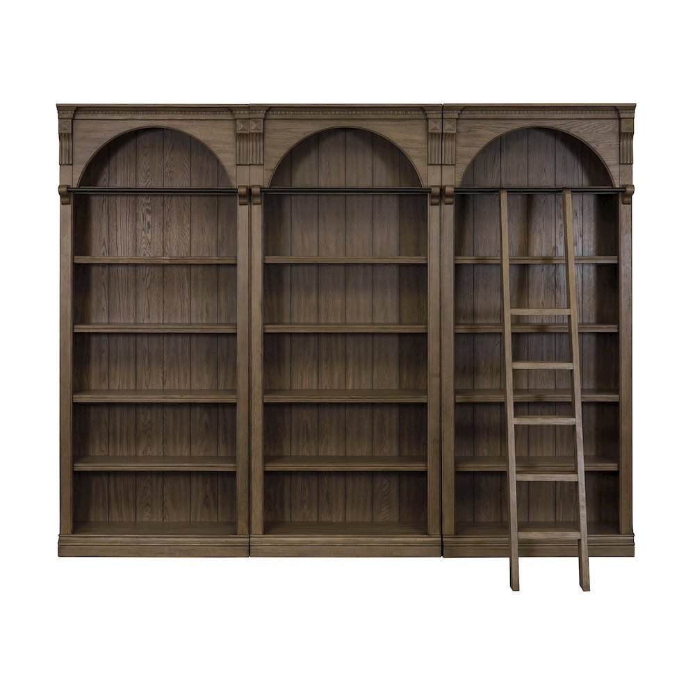Tall Ladder Bookcase Wall Unit with Storage, Barrister Library Design