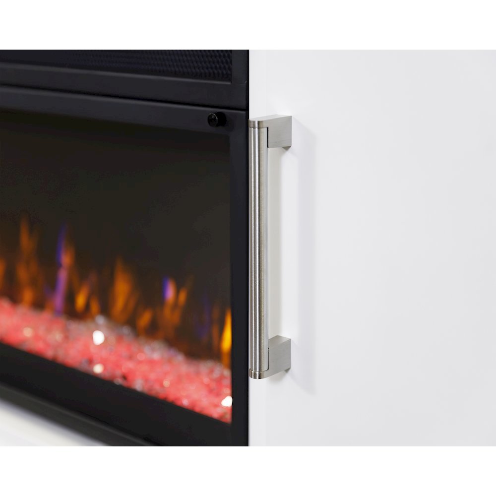 96-Inch Electric Fireplace Console, Infrared Heat, LED Flames, White