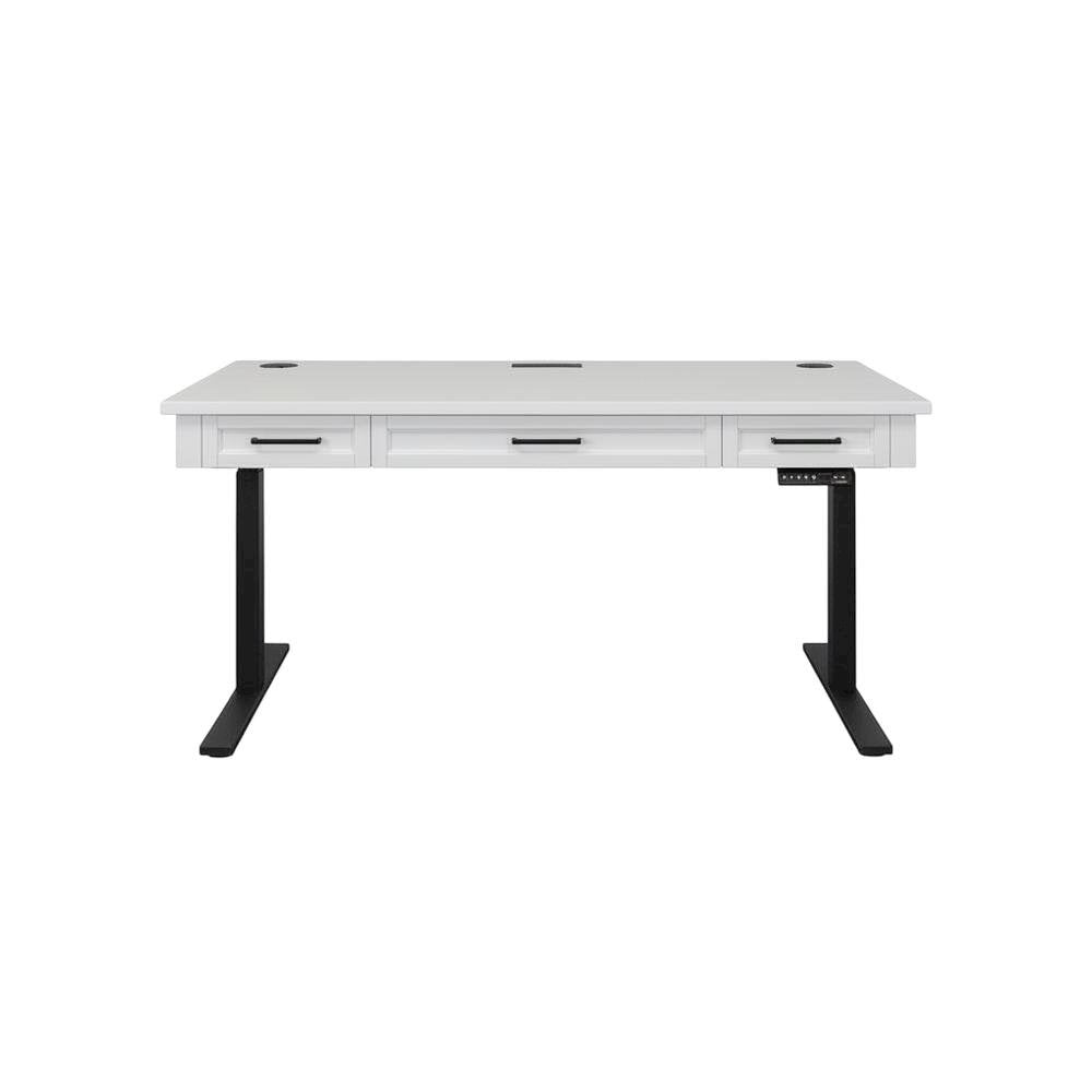 Electric Sit/Stand Desk, Height Adjustable, 3 Drawers, Power Center, White