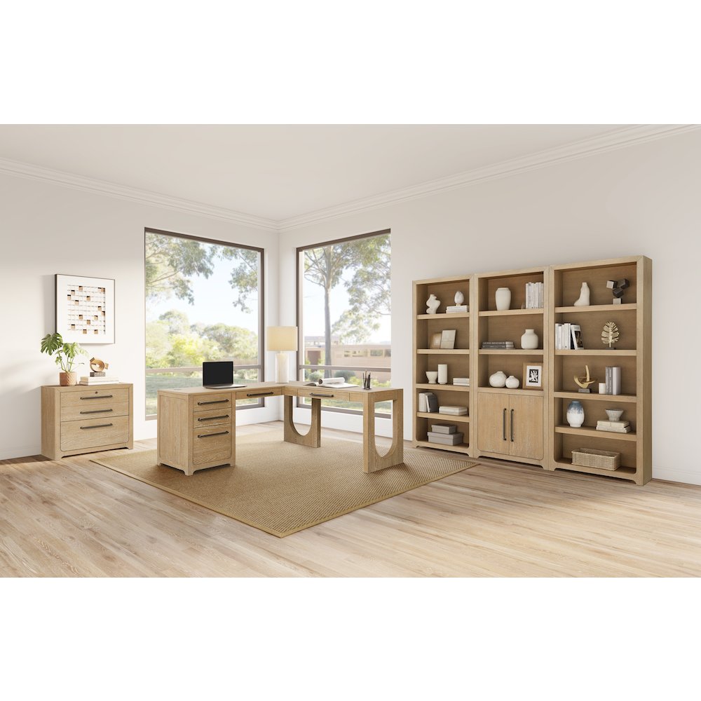 Canyon Drive Wood L-Shape Pedestal Desk with RHF Open Return