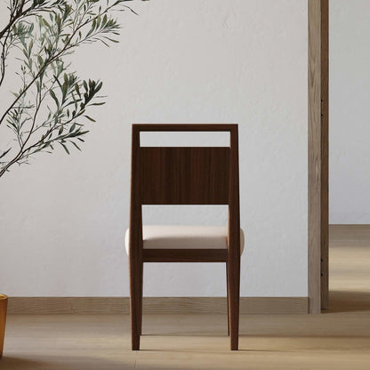 Two Wood Mid-Century Modern Kitchen Table Chairs, Dining Seats, Brown