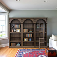Tall Ladder Bookcase Wall Unit with Storage, Barrister Library Design