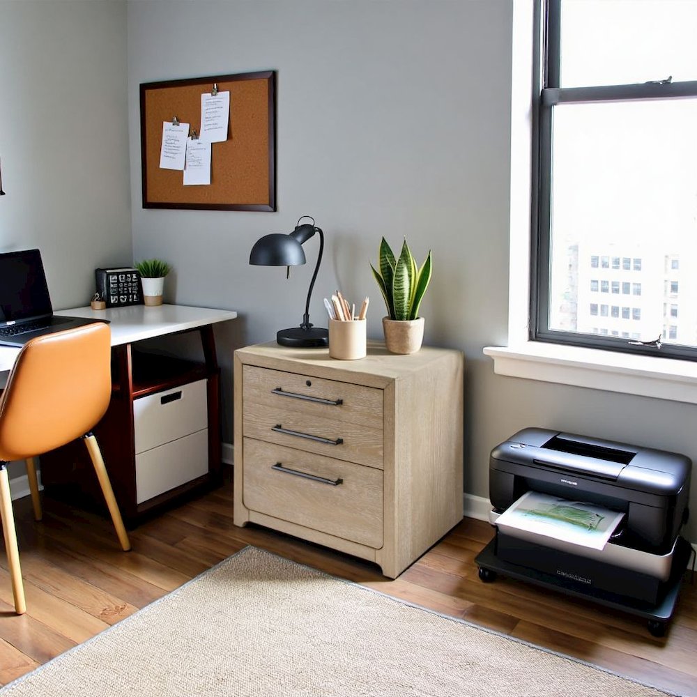 Modern Wood Filing Cabinet With Drawers, Decorative Wooden File Cabinet