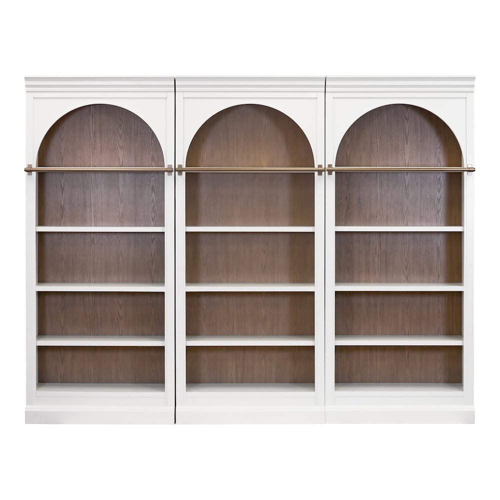 Contemporary 94" Tall Three Piece Arched Wood Bookcase Wall, Office Shelving