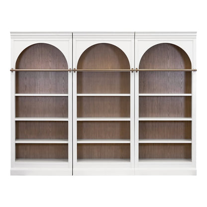 Contemporary 94" Tall Three Piece Arched Wood Bookcase Wall, Office Shelving