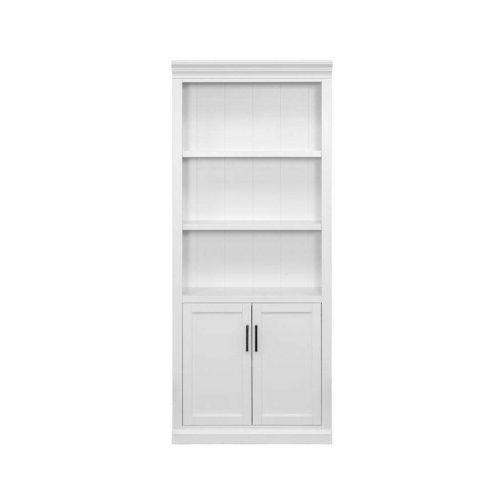 Modern Wood Lower Doors Bookcase, Office Bookcase, Office Shelving, White