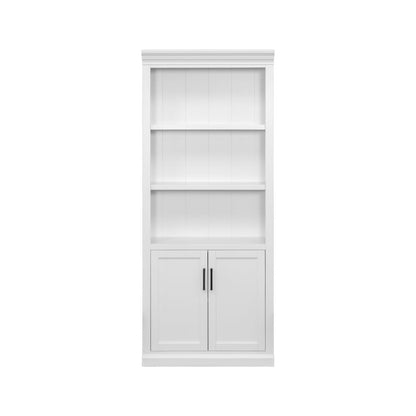 Modern Wood Lower Doors Bookcase, Office Bookcase, Office Shelving, White