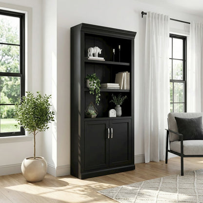 Modern Wood Lower Doors Bookcase, Office Bookcase, Office Shelving