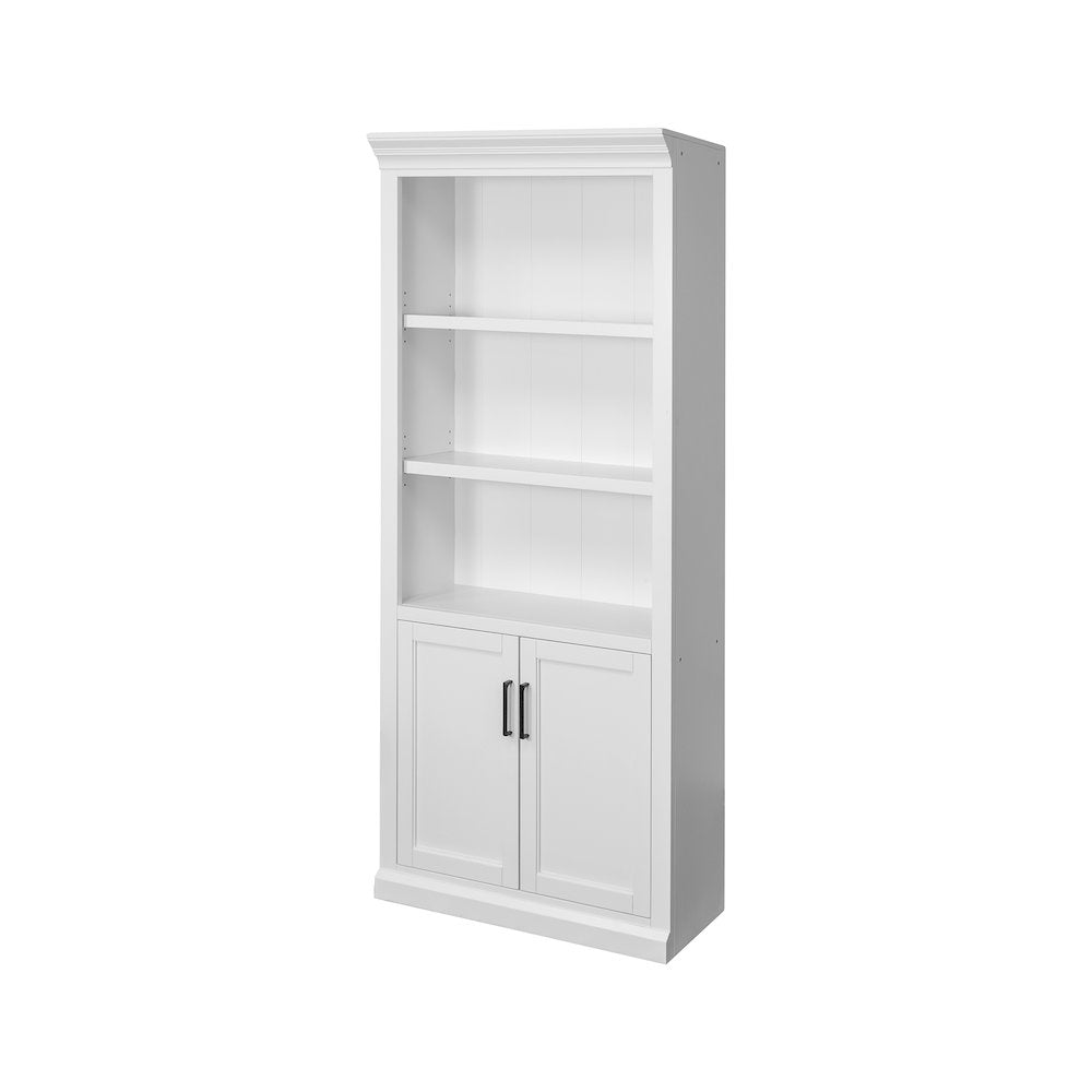 Modern Wood Lower Doors Bookcase, Office Bookcase, Office Shelving, White