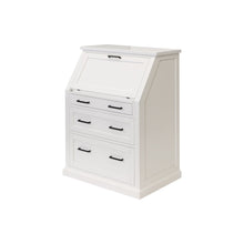 Modern Wood Drop-Lid Secretary Desk, Fully Assembled, White
