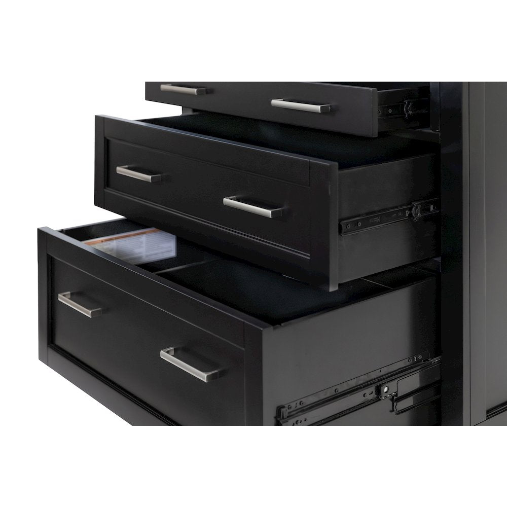 Modern Wood Drop-Lid Secretary Desk, Fully Assembled, Black