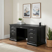 Modern Wood Double Pedestal Executive Desk, Writing Table, Office Desk