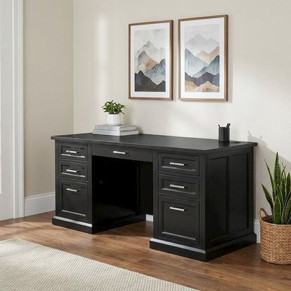 Modern Wood Double Pedestal Executive Desk, Writing Table, Office Desk