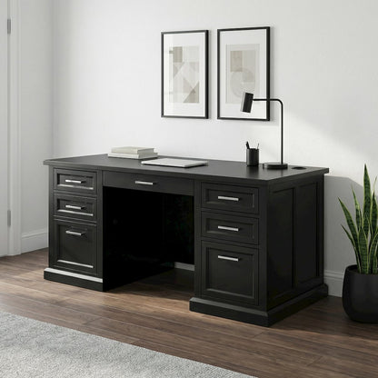 Modern Wood Double Pedestal Executive Desk, Writing Table, Office Desk