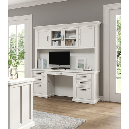 Modern Wood Hutch With Doors and Desk, Storage Hutch and Credenza