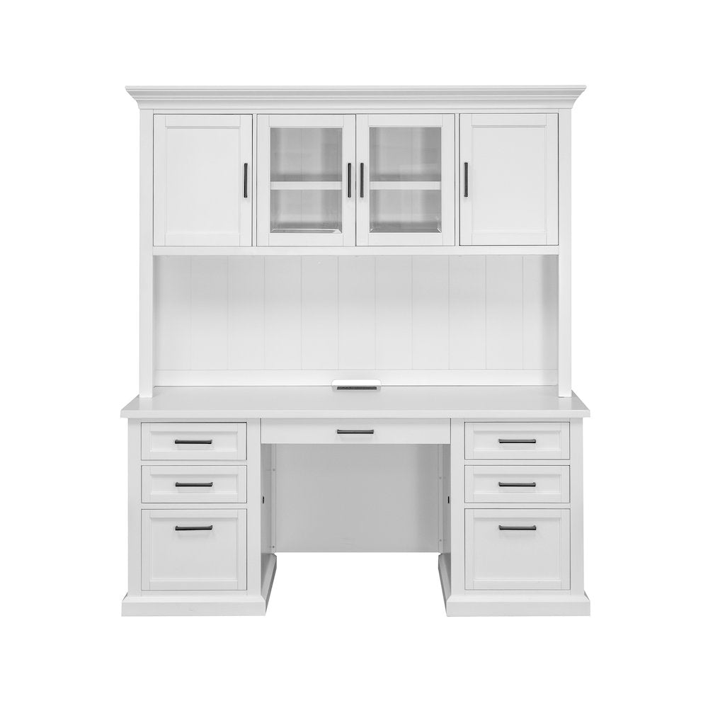 Modern Wood Hutch With Doors and Desk, Storage Hutch and Credenza