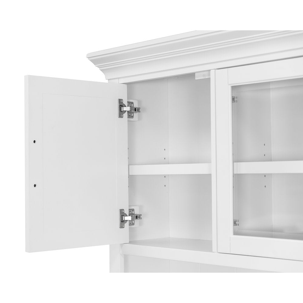 Modern Wood Hutch With Doors and Desk, Storage Hutch and Credenza
