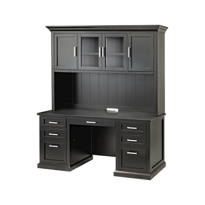 Modern Wood Hutch With Doors and Desk, Storage Hutch and Credenza
