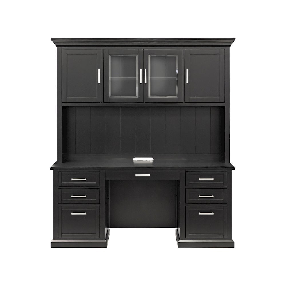 Modern Wood Hutch With Doors and Desk, Storage Hutch and Credenza