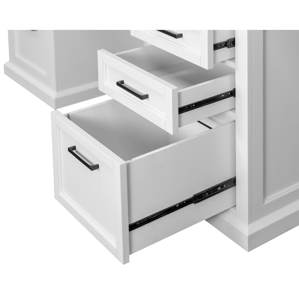 Modern Wood Hutch With Doors and Desk, Storage Hutch and Credenza