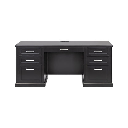 Modern Wood Desk, Office Writing Table, Credenza, Fully Assembled, Black