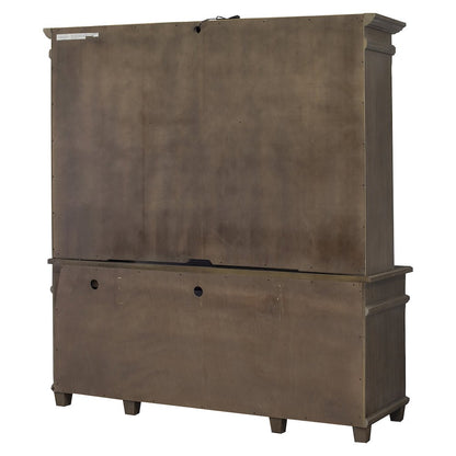 Carson Wood Hutch With Wood Doors, Gray