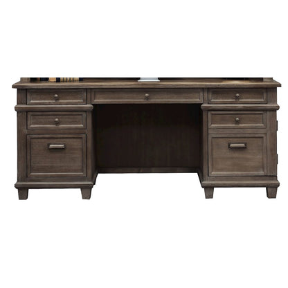 Carson Credenza, Wood Office Desk, Writing Table, Gray