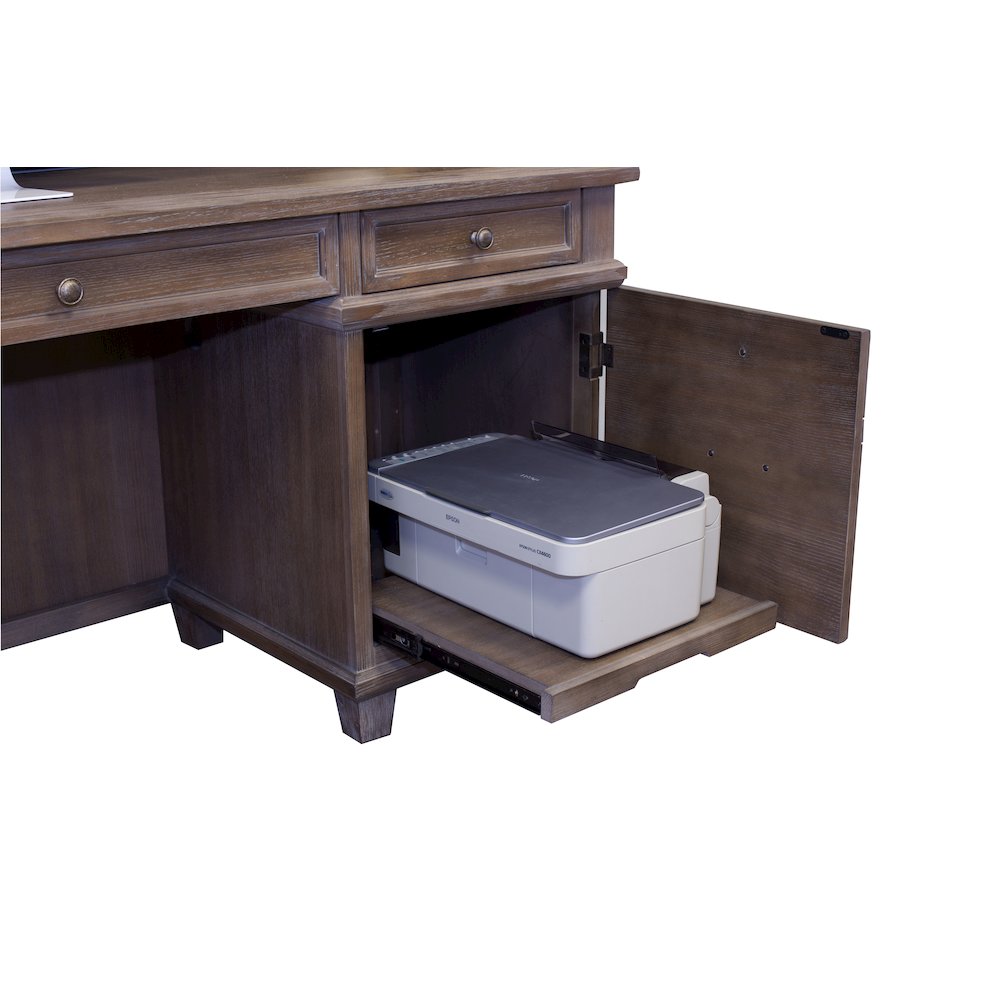 Carson Credenza, Wood Office Desk, Writing Table, Gray